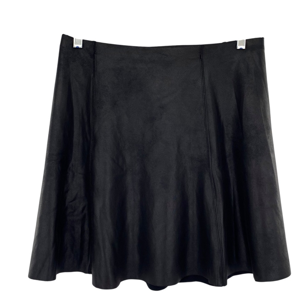 Spanx Black Faux Leather Skater Mini Skirt